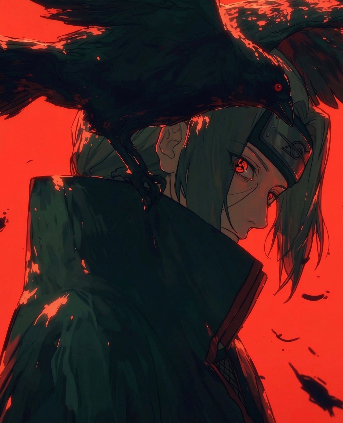 H-TWO Studio - Itachi Uchiha & Crow Poster Frame