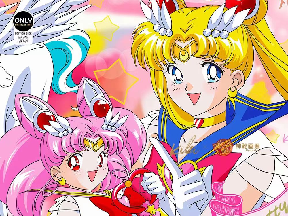 Mystical Art x Kiki - Usagi Tsukino, Chibiusa & Pegasus Horse Poster Frame