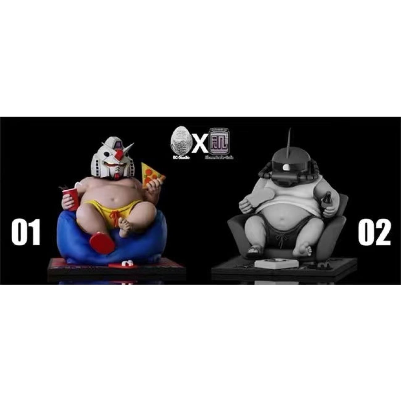 EC X Albumen Powder Studio - Couch potato with Gundam Helmut