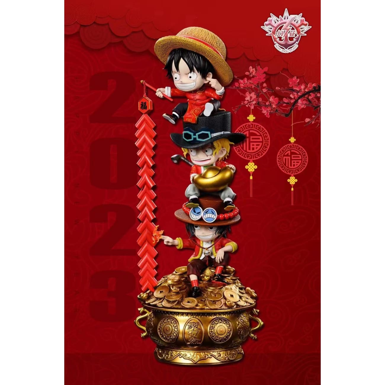 Huan Zhou Studio / HZ Studio - New Year Monkey D Luffy, Sabo and Portgas D. Ace