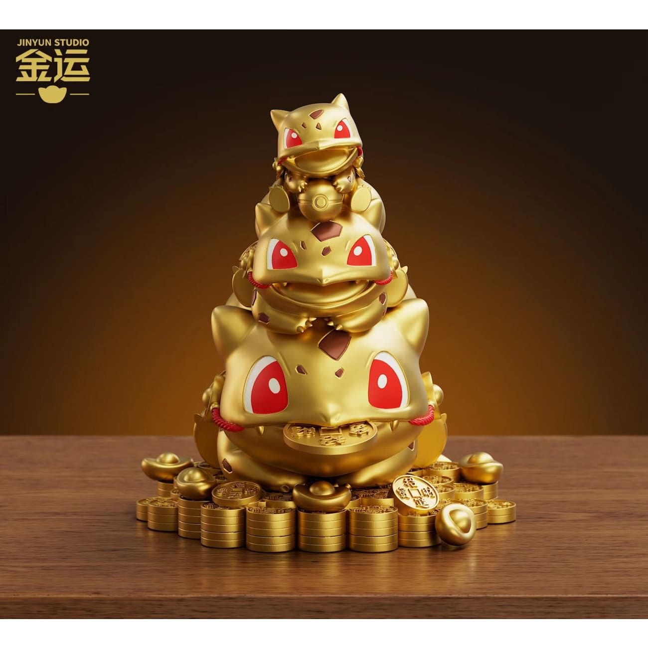Jin Yun Studio - Golden Toad Bulbasaur Wealth-Attracting Fun Ornament