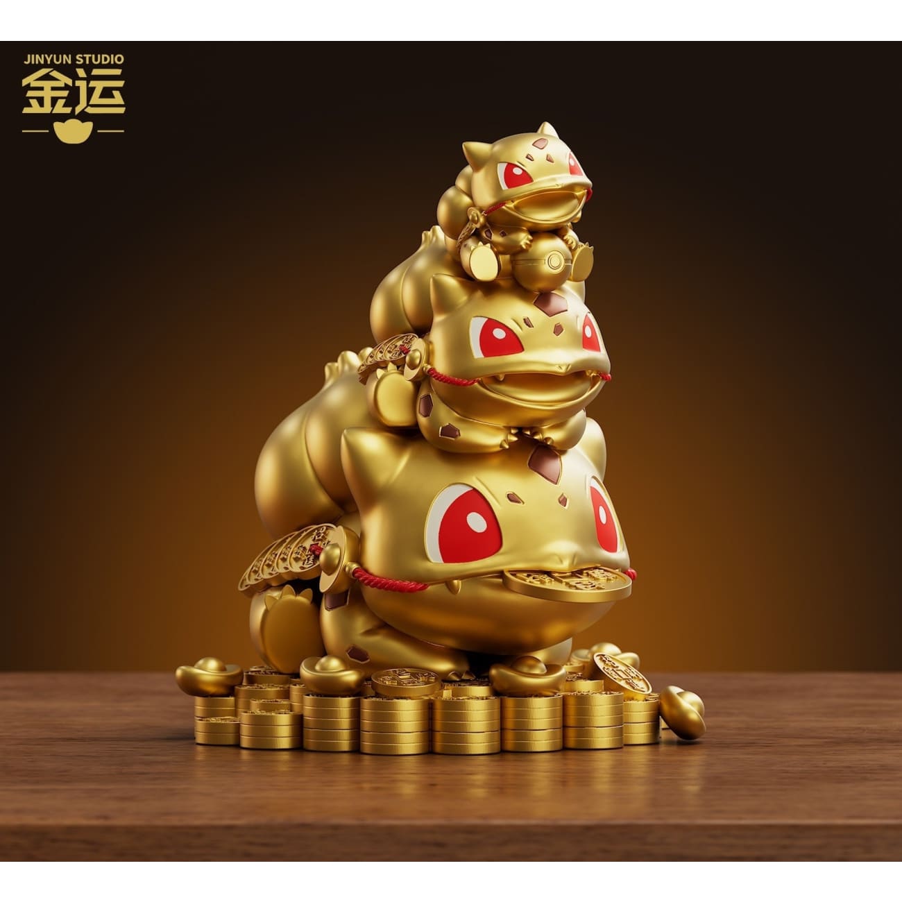 Jin Yun Studio - Golden Toad Bulbasaur Wealth-Attracting Fun Ornament