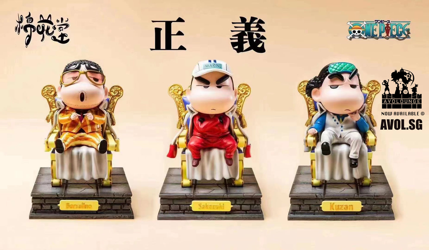 Shin Chan as Aokiji / Akainu / Kizaru