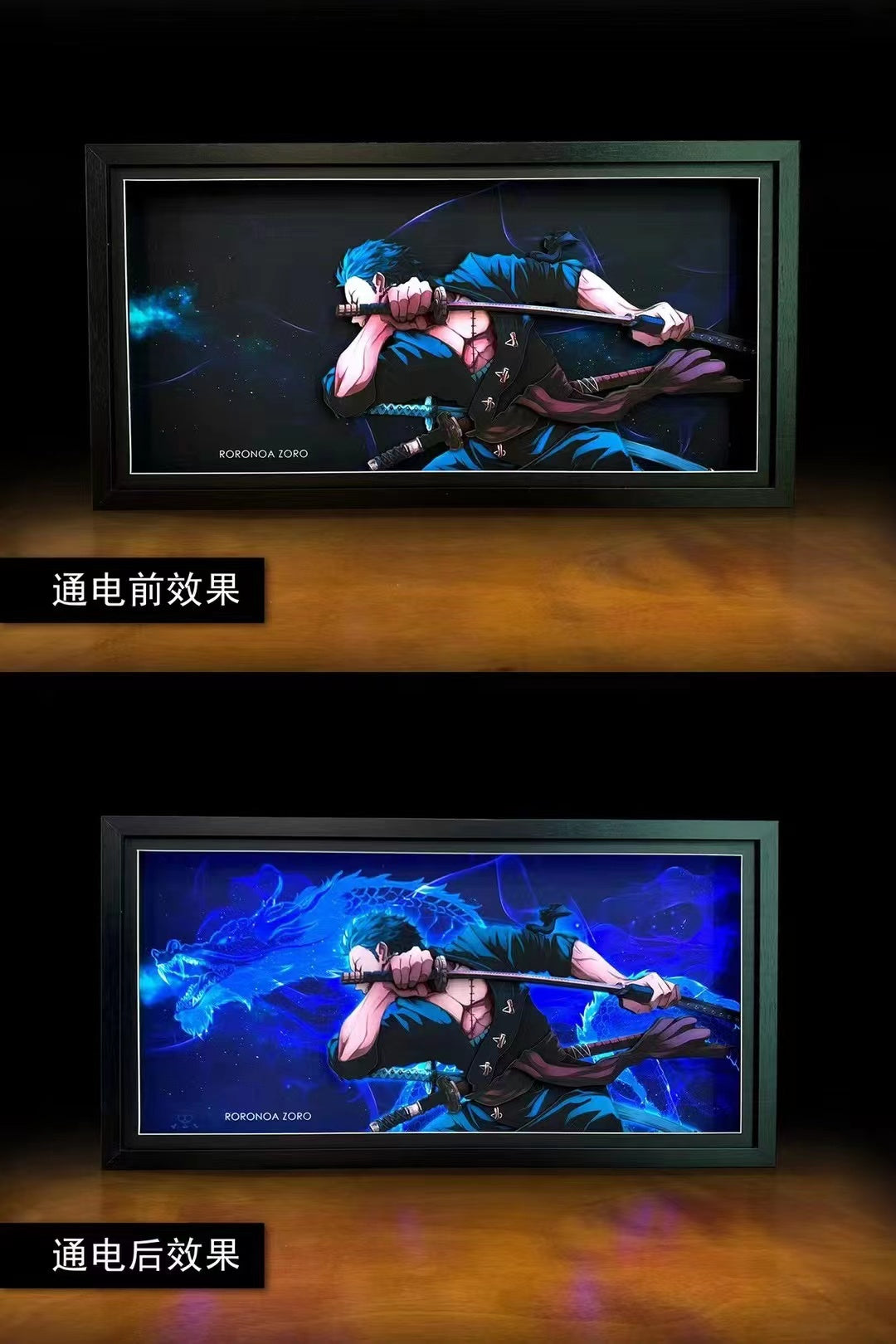 Mystical Art - Roronoa Zoro Light Guide Transformation 3D Paper Art Frame