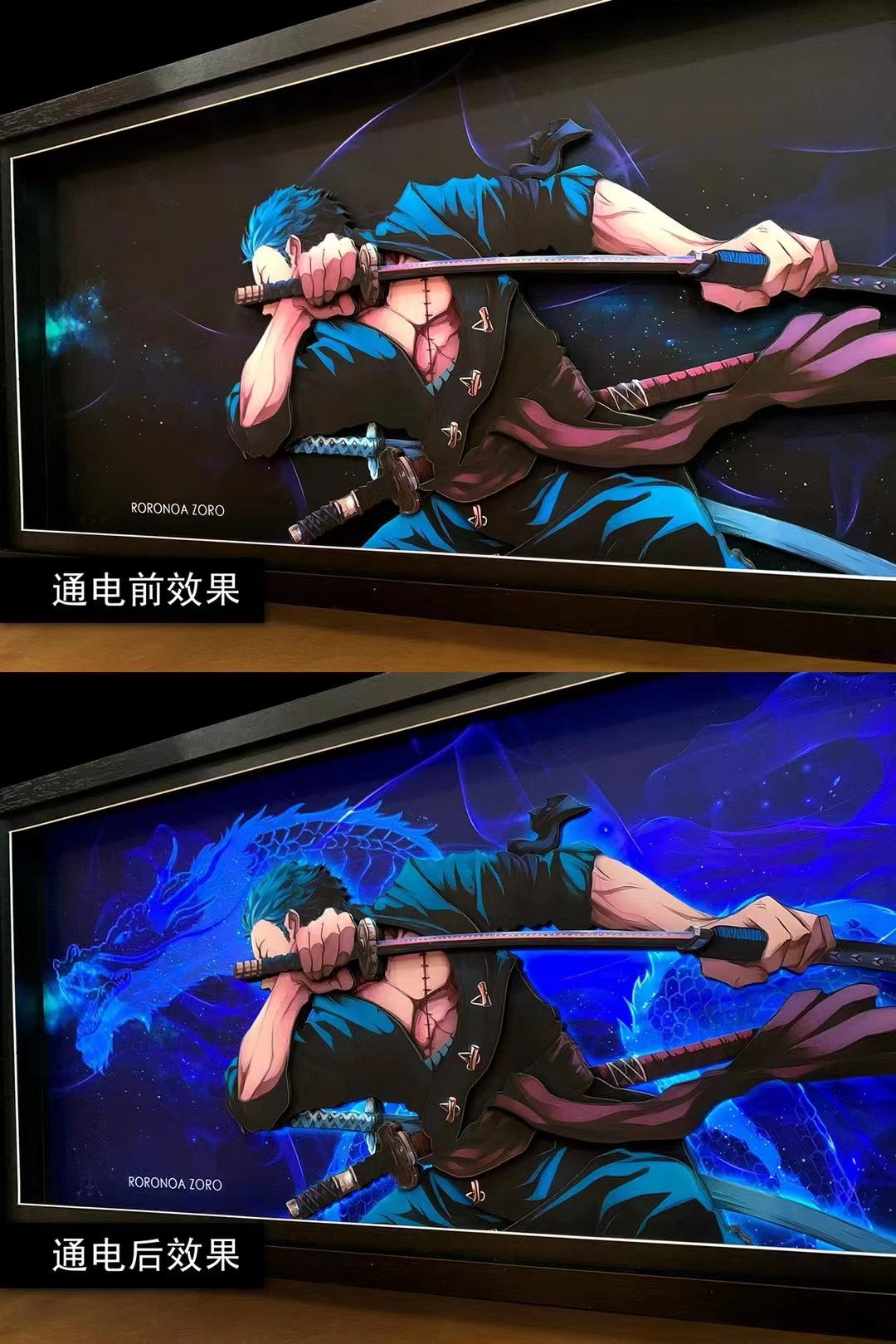 Mystical Art - Roronoa Zoro Light Guide Transformation 3D Paper Art Frame