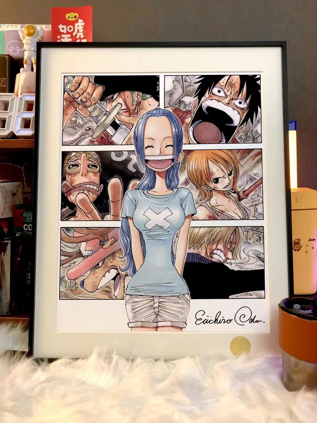 Xing Kong Studio - Nefeltari Vivi, Zoro, Luffy, Usopp, Nami, Chopper and Sanji Poster Frame