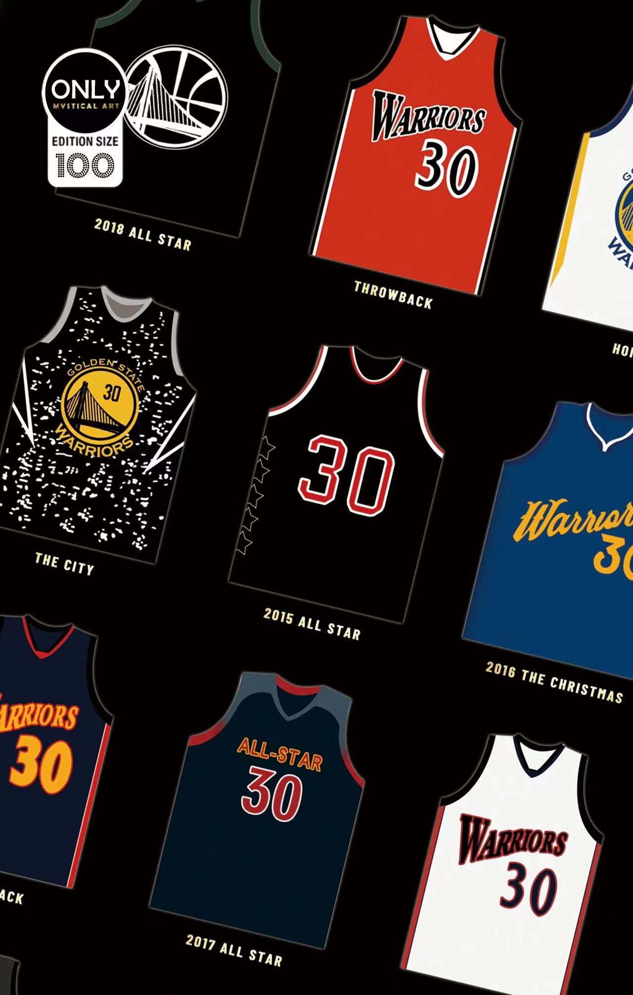 Mystical Art - Stephen Curry Jerseys From Curry's Basketball Career Signature Poster Frame