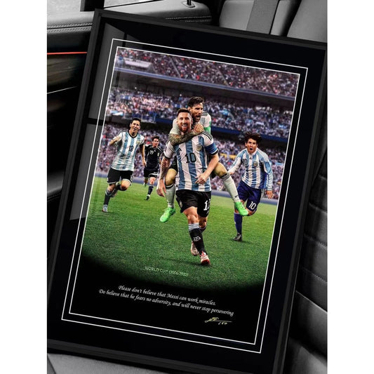 2006 - 2022 Year Lionel Messi Five World Cups Poster Frame 