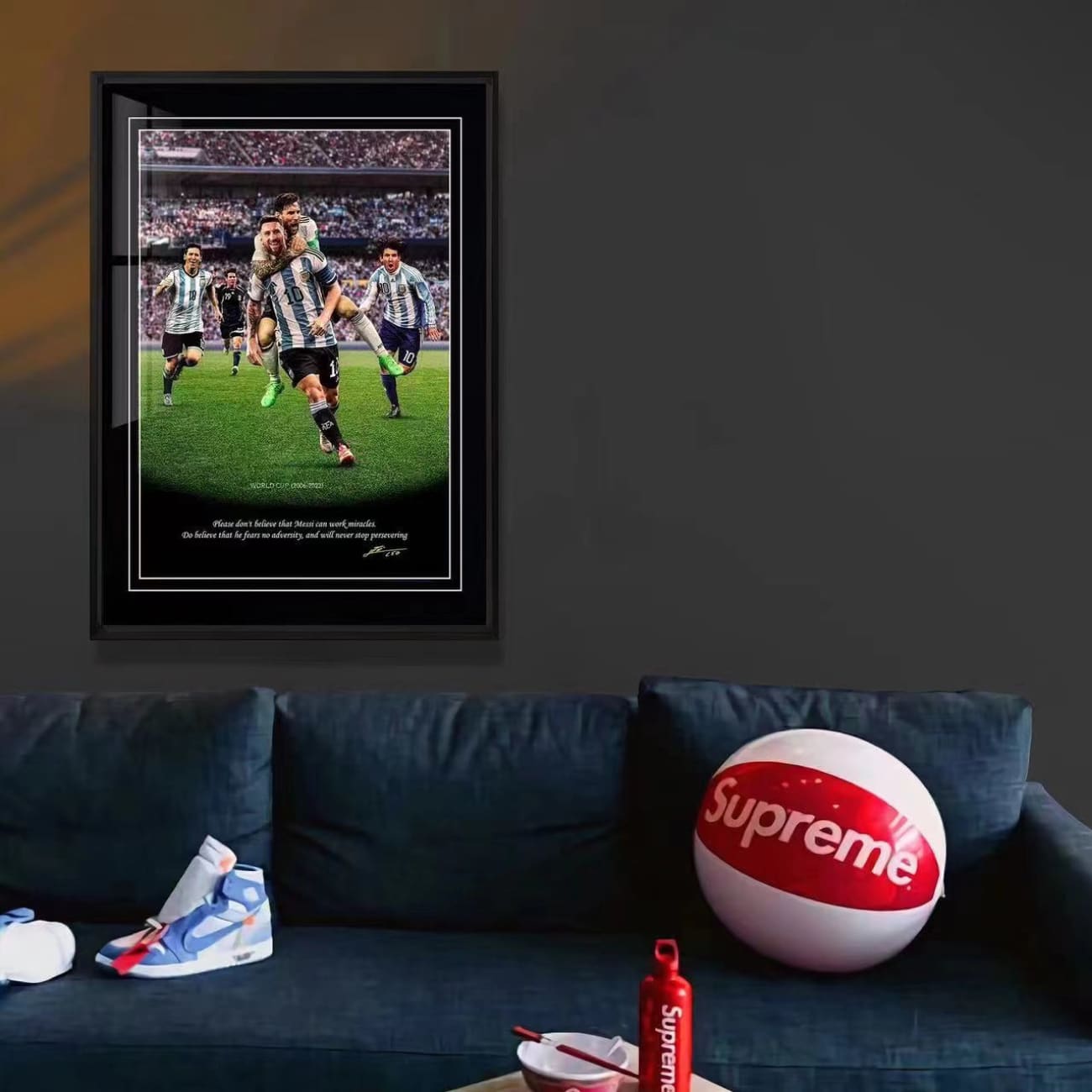 2006 - 2022 Year Lionel Messi Five World Cups Poster Frame 