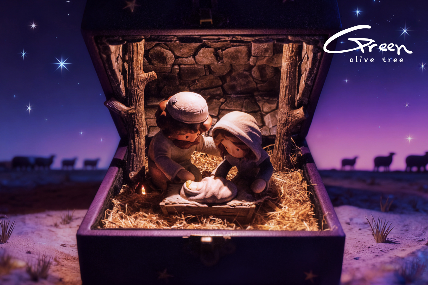 Green Olive Tree Studio - BOX Story Illustration Series-He Was Born in a Manger