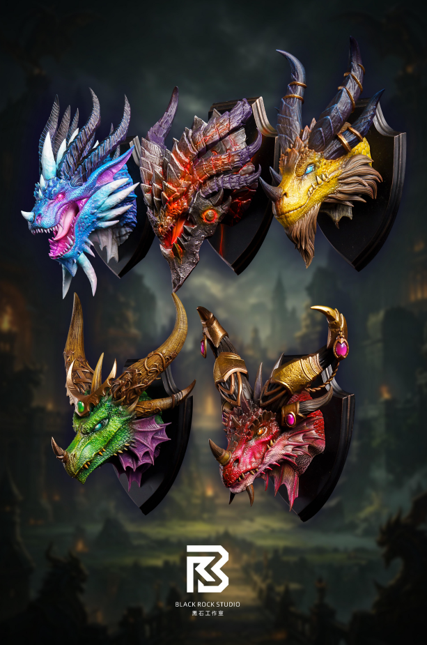Black Rock Studio / BR - Five Dragon Aspects Fridge Magnet [2 Variants]