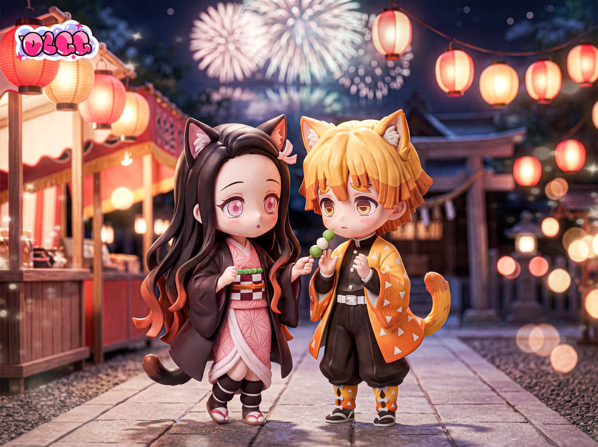 OLGG Studio - Zenitsu X Nezuko Cat costume Chibi [2 Variants]
