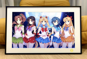 Xing Kong Studio - Usagi Tsukino, Ami Mizuno, Rei Hino, Makoto Kino & Minako Aino Poster Frame