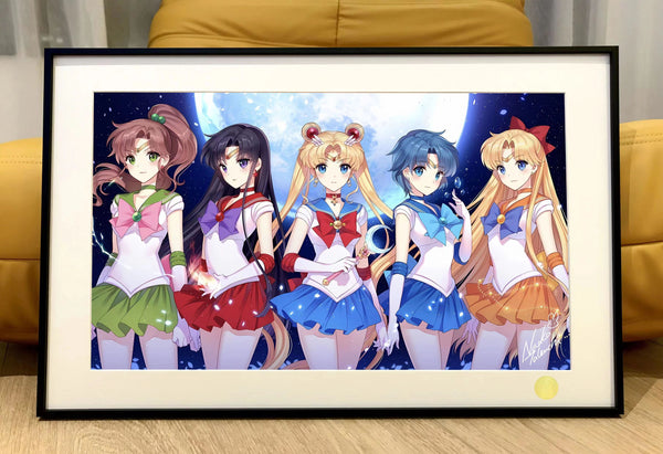 Xing Kong Studio - Usagi Tsukino, Ami Mizuno, Rei Hino, Makoto Kino & Minako Aino Poster Frame