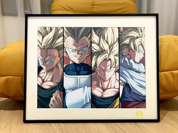 Xing Kong Studio - Super Saiyan (Goku, Vegeta, Gohan & Trunks) Poster Frame