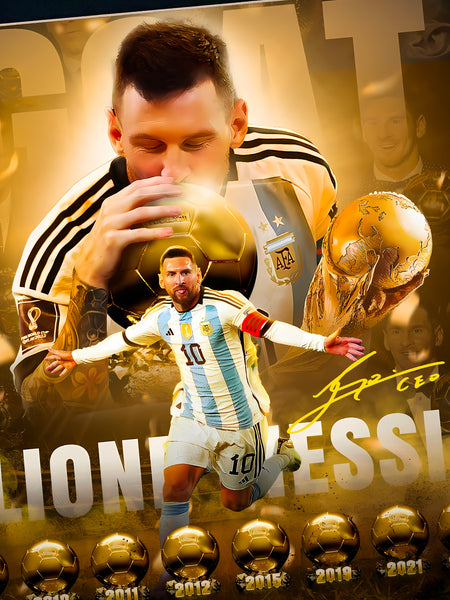 Xing Kong Studio - Lionel Messi's Eight Ball Of Gold Award Poster Frame 