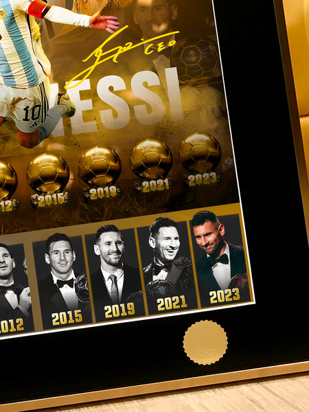 Xing Kong Studio - Lionel Messi's Eight Ball Of Gold Award Poster Frame 