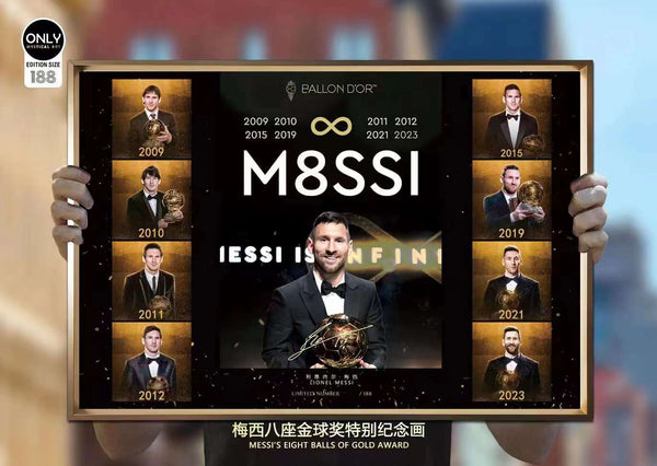 Mystical Art - Lionel Messi's Eight Ball Of Gold Award Poster Frame 