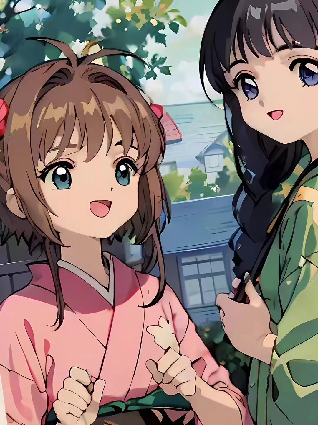 Xing Kong Studio - Sakura Kinomoto & Tomoyo Daidouji Kimono Ver. Poster Frame