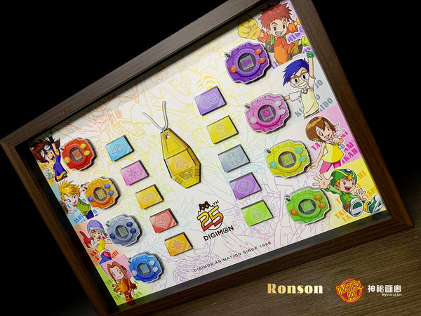 Mystical Art x Ronson - All Character’s Crests & Digivice 3D Acrylic Magnetic Poster Frame