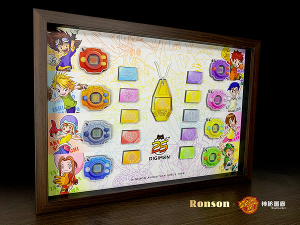 Mystical Art x Ronson - All Character’s Crests & Digivice 3D Acrylic Magnetic Poster Frame