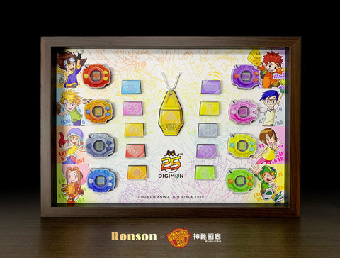 Mystical Art x Ronson - All Character’s Crests & Digivice 3D Acrylic Magnetic Poster Frame
