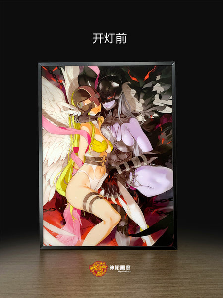 Mystical Art - Angewomon vs Lady Devimon Light Guide Poster Frame