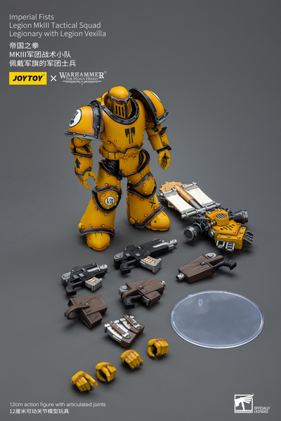 JOYTOY - Imperial Fists Legion MkIII Tactical Squad Sergeant with Power Sword [JT9046] / Imperial Fists Legion MkIII Tactical Squad Legionary with Legion Vexilla [JT9053]