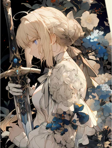 Xing Kong Studio - Artoria Pendragon Saber Flower Wall Ver. Poster Frame