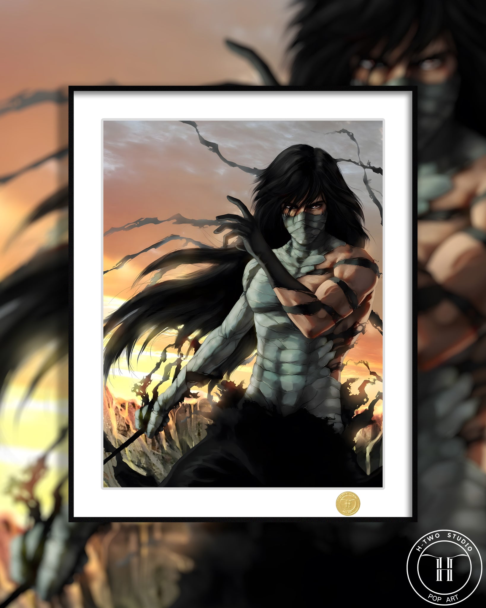 H-TWO Studio - Ichigo Kurosaki Moonless Sky Poster Frame