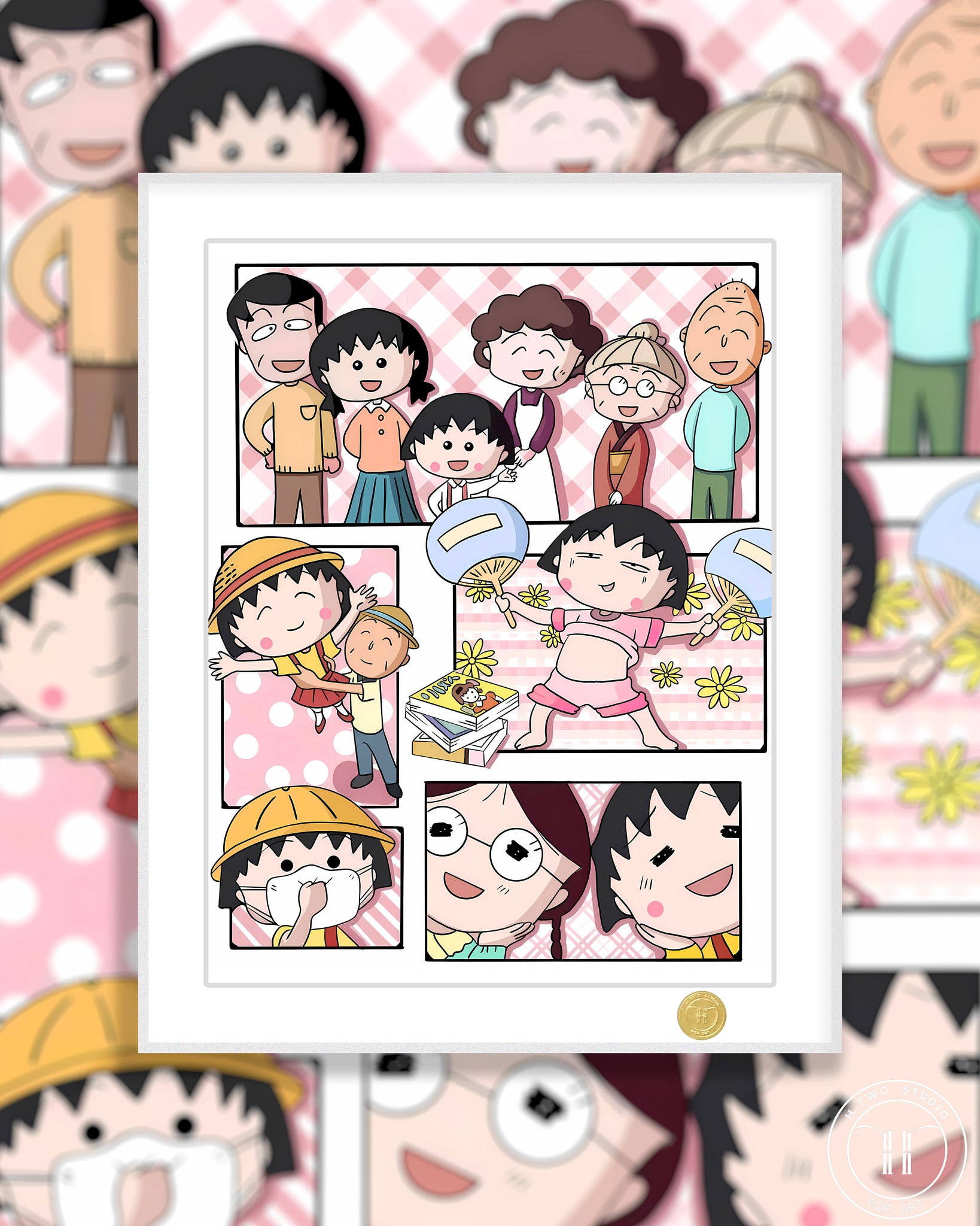 H-TWO Studio - Chibi Maruko-chan Family Poster Frame