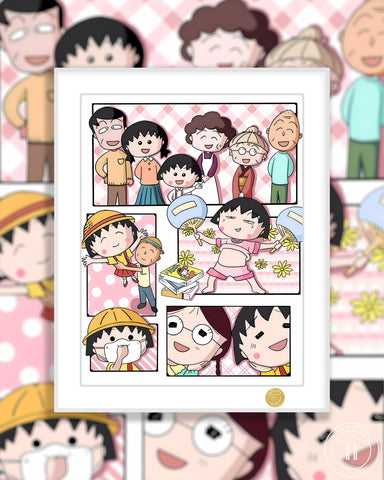 H-TWO Studio - Chibi Maruko-chan Family Poster Frame