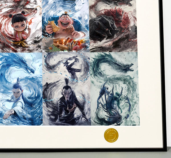H-TWO Studio - Characters of Nezha: Demon Child Conquers the Sea Poster Frame