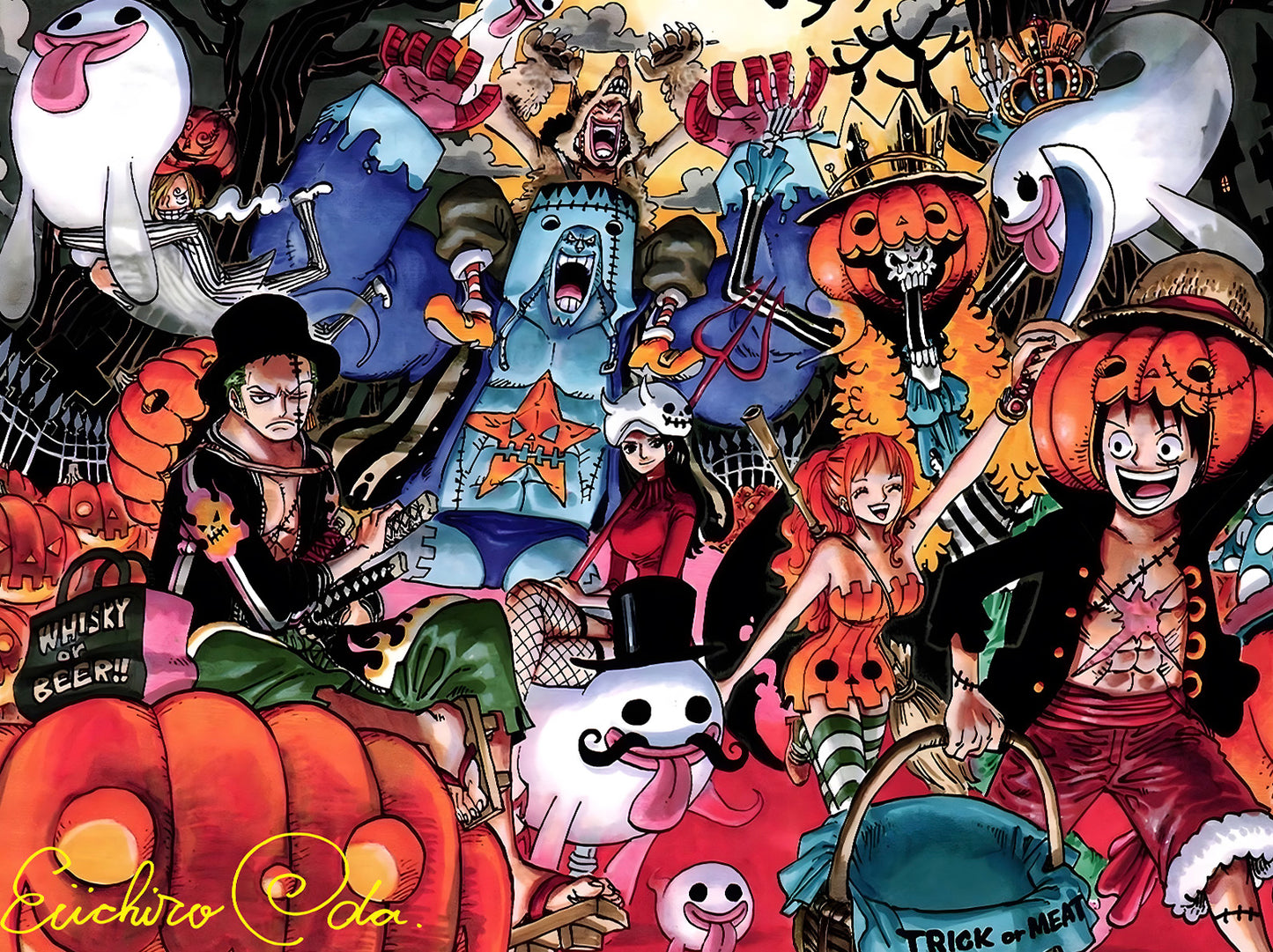 H-Two Studio - Halloween Straw Hat Pirates Poster Frame