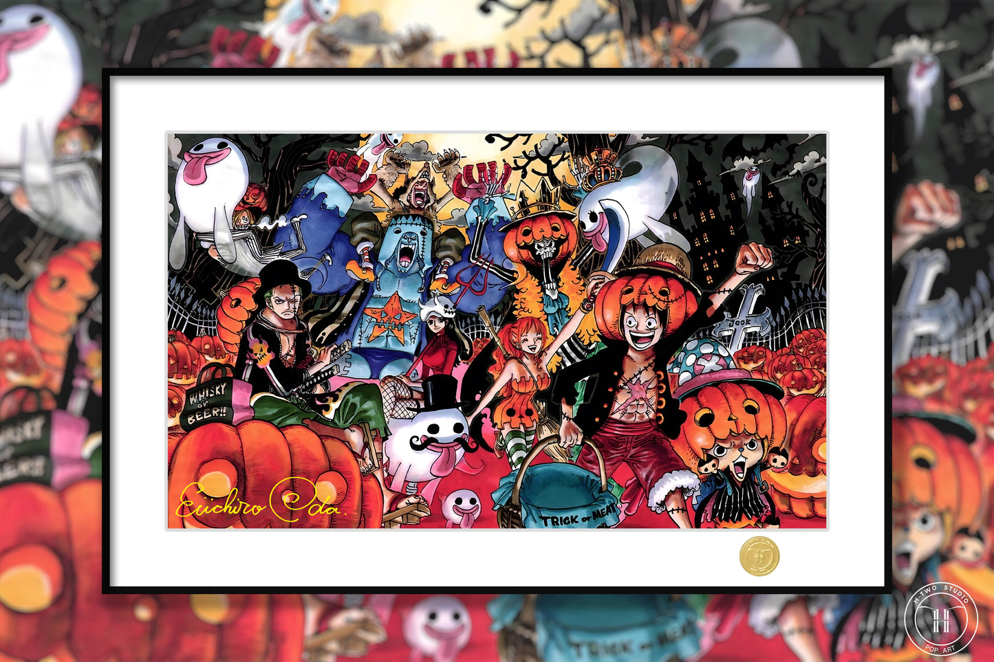 H-Two Studio - Halloween Straw Hat Pirates Poster Frame