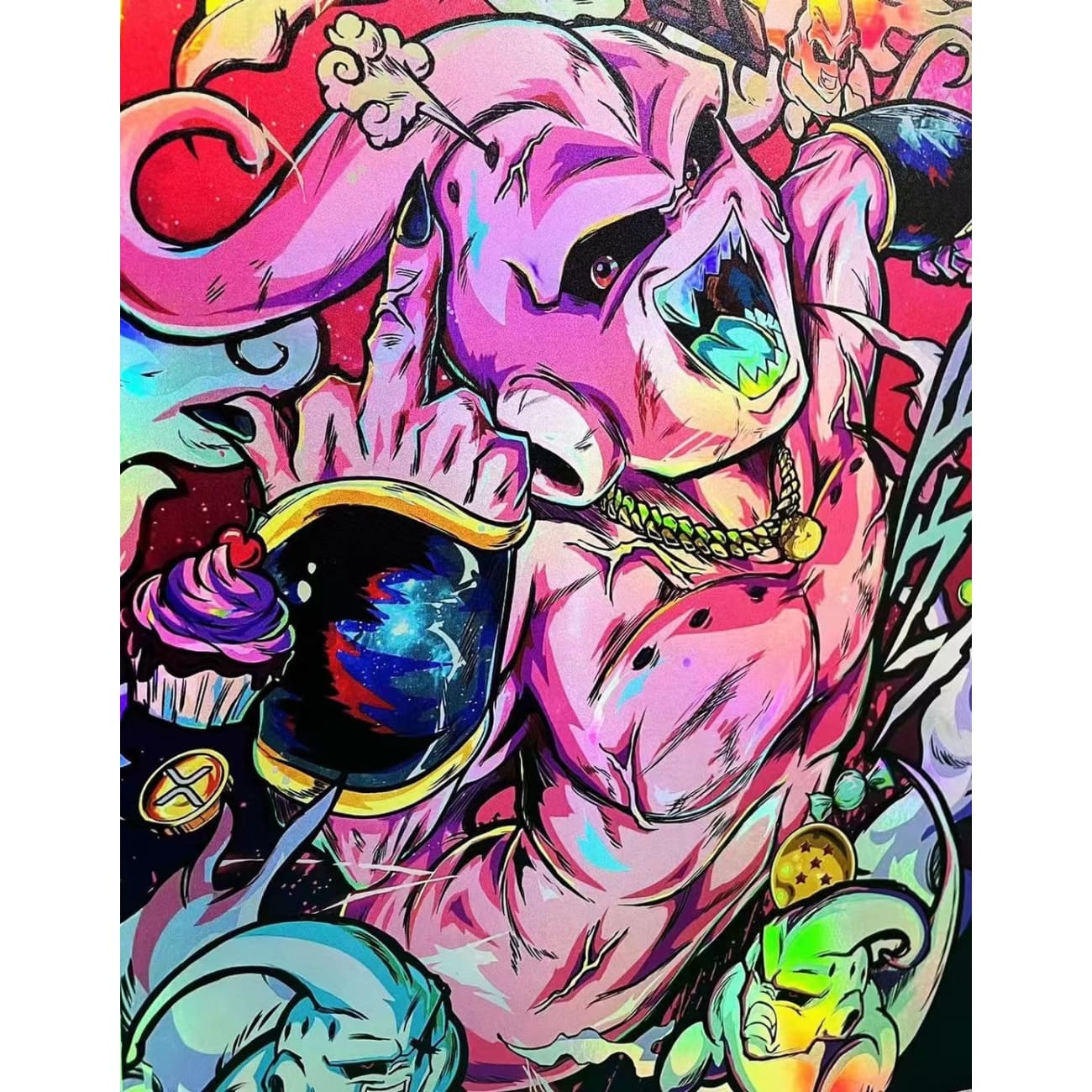 BBD Studio X 1985 Painting Lab - Majin Buu Coloured Chrome Poster Frame