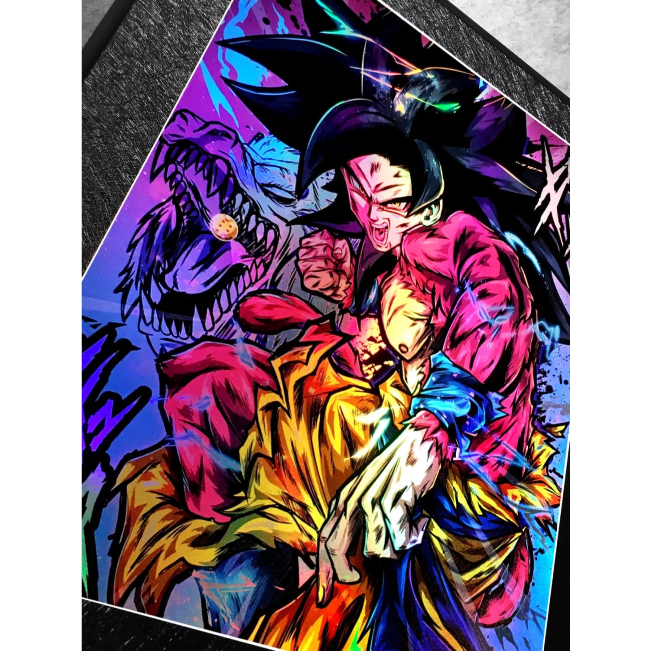 BBD Studio X 1985 Painting Lab - Super Saiyan 4 Son Goku Coloured Chrome Poster Frame