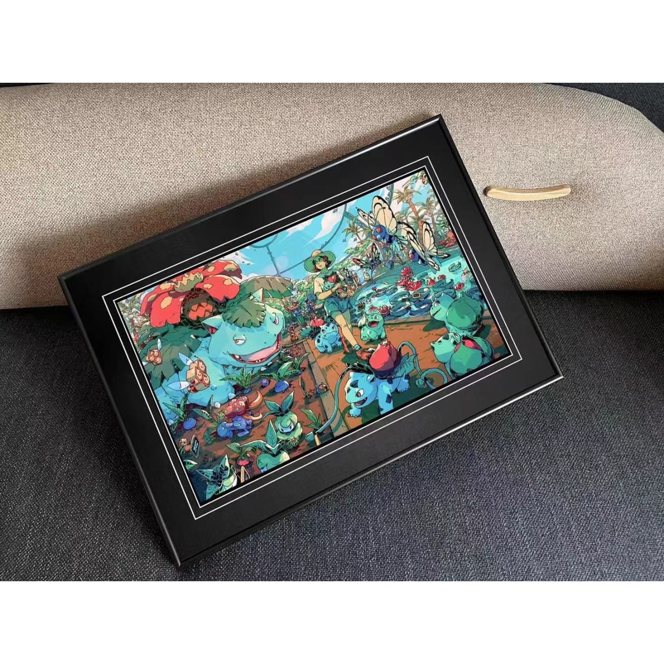 Billion Birds Studio - Bulbasaur, Venusaur, Ivysaur & Butterfly Botanical Garden Poster Frame