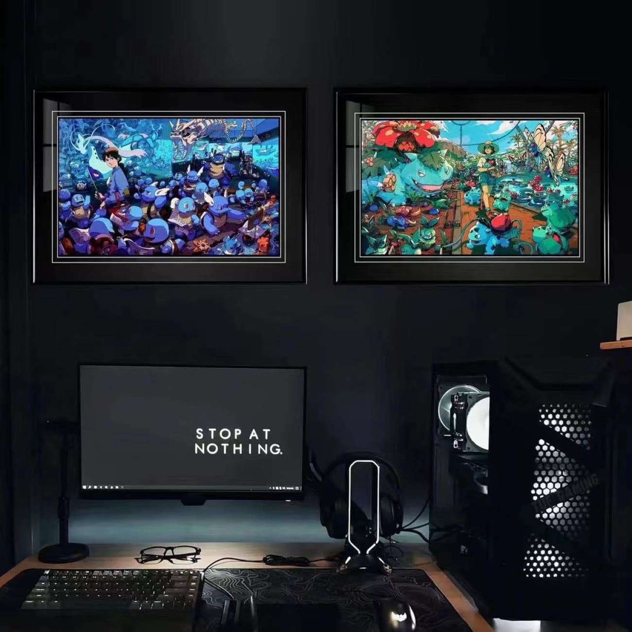 Billion Birds Studio - Bulbasaur, Venusaur, Ivysaur & Butterfly Botanical Garden Poster Frame