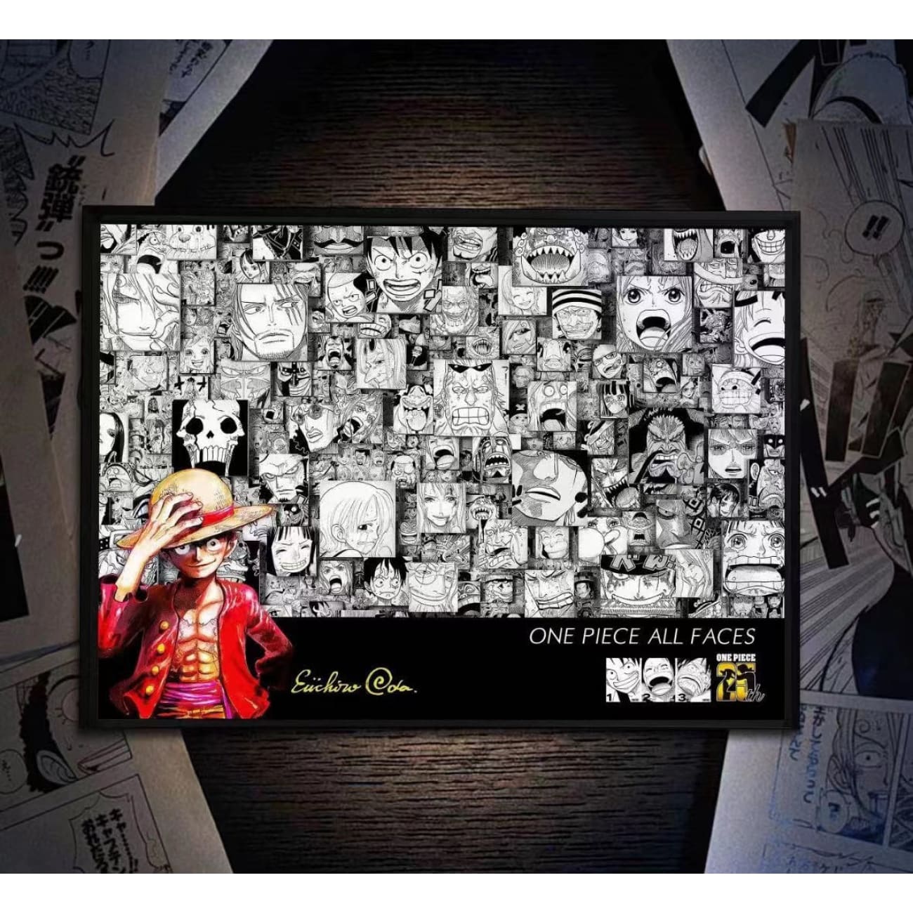 Billion Birds Studio - One Piece All Faces 25th Anniversary Eiichiro Oda Poster Frame