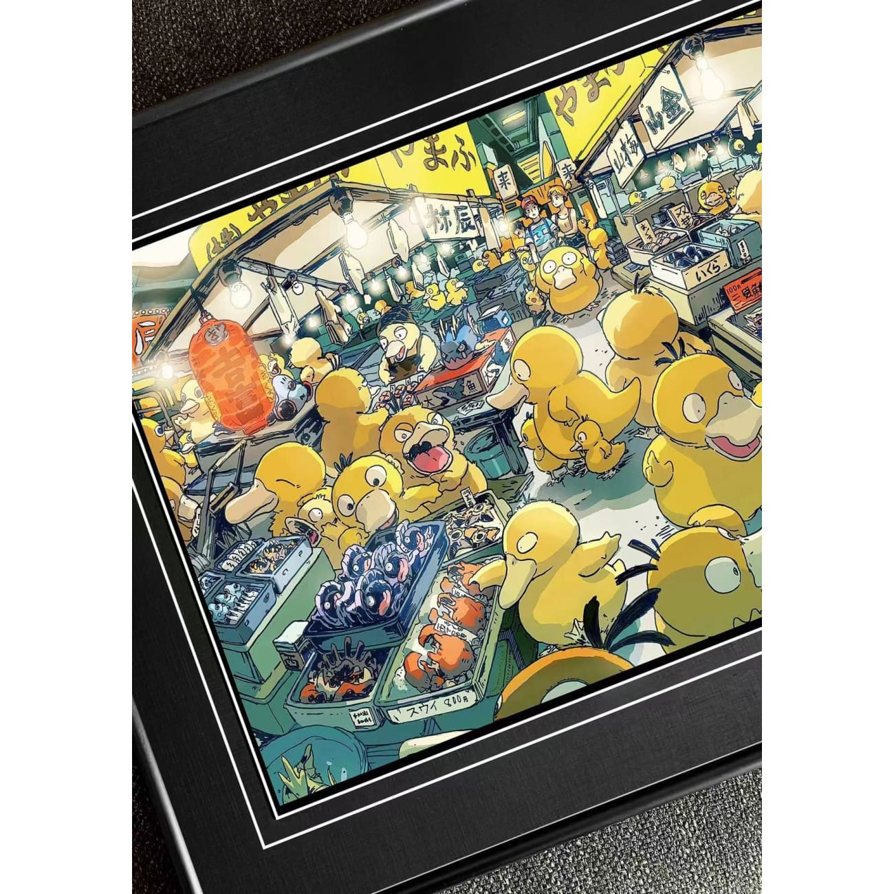 Billion Birds Studio - Psyduck Fish Market Poster Frame [38cm x 53cm]