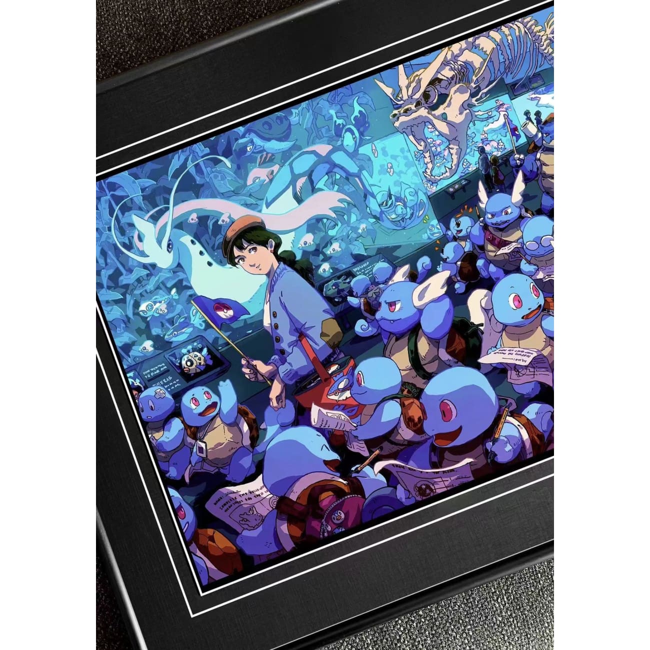 Billion Birds Studio - Squirtle, Blastoise & Gyarados Aquarium Poster Frame