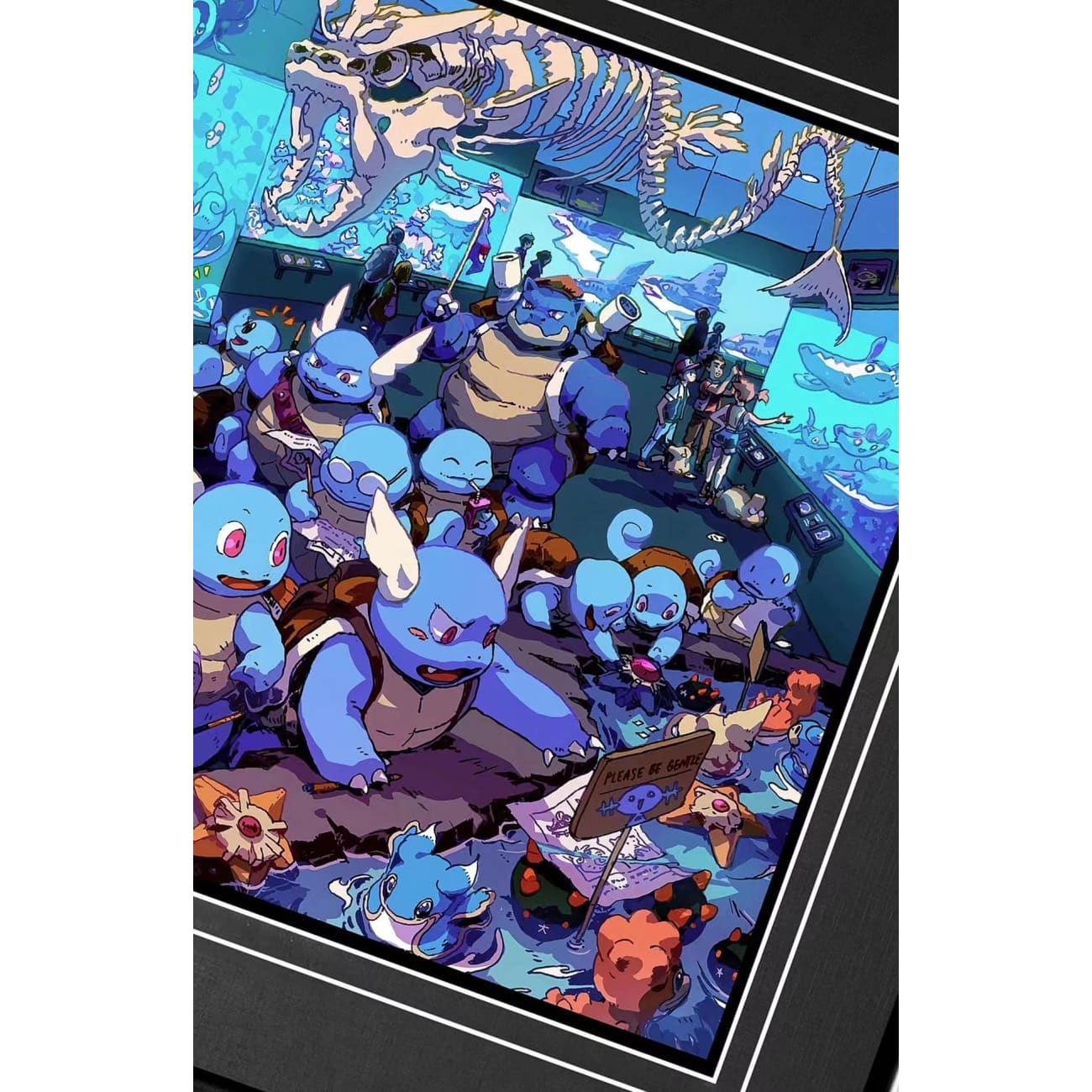 Billion Birds Studio - Squirtle, Blastoise & Gyarados Aquarium Poster Frame