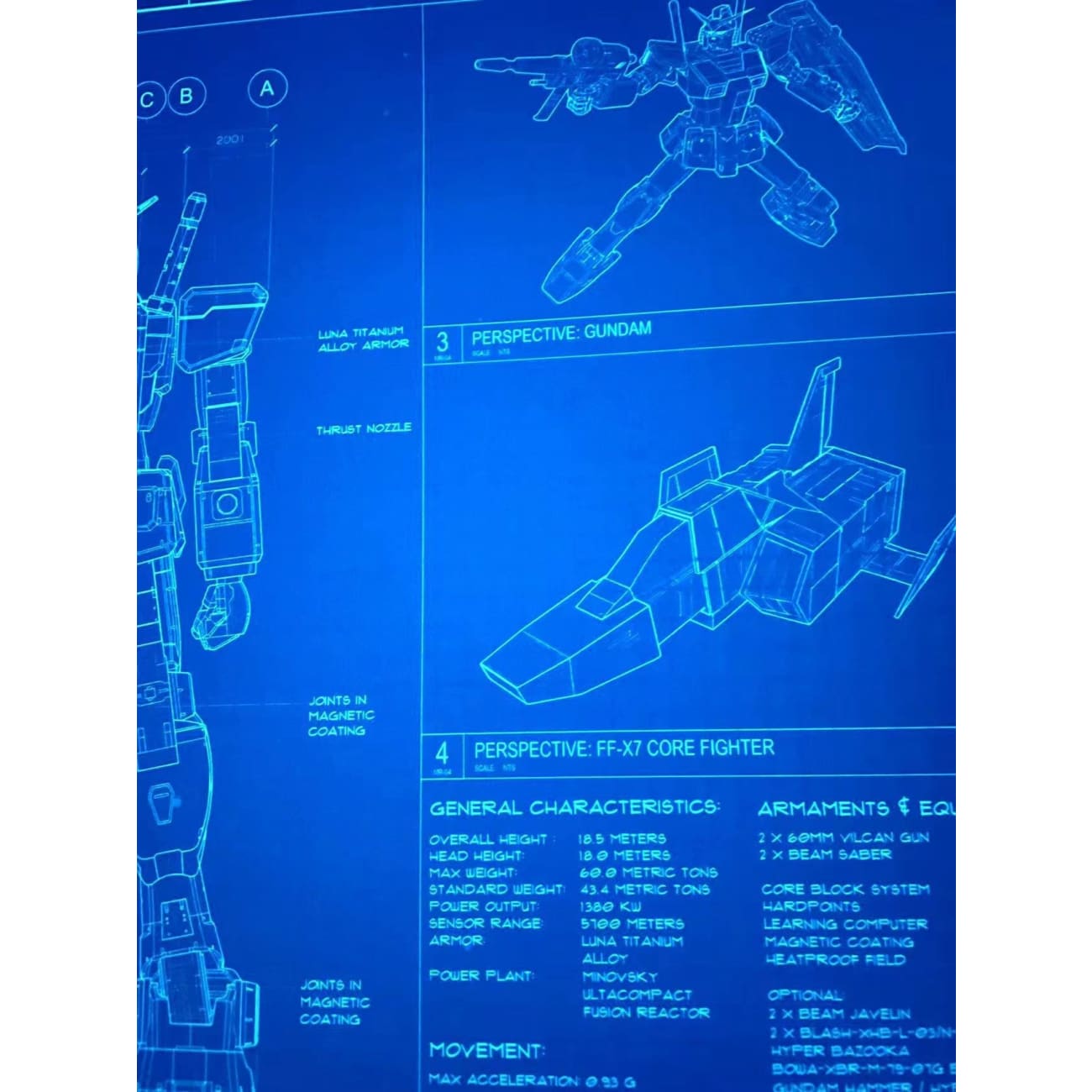 Blue print Gundam RX-78-2 Poster Frame