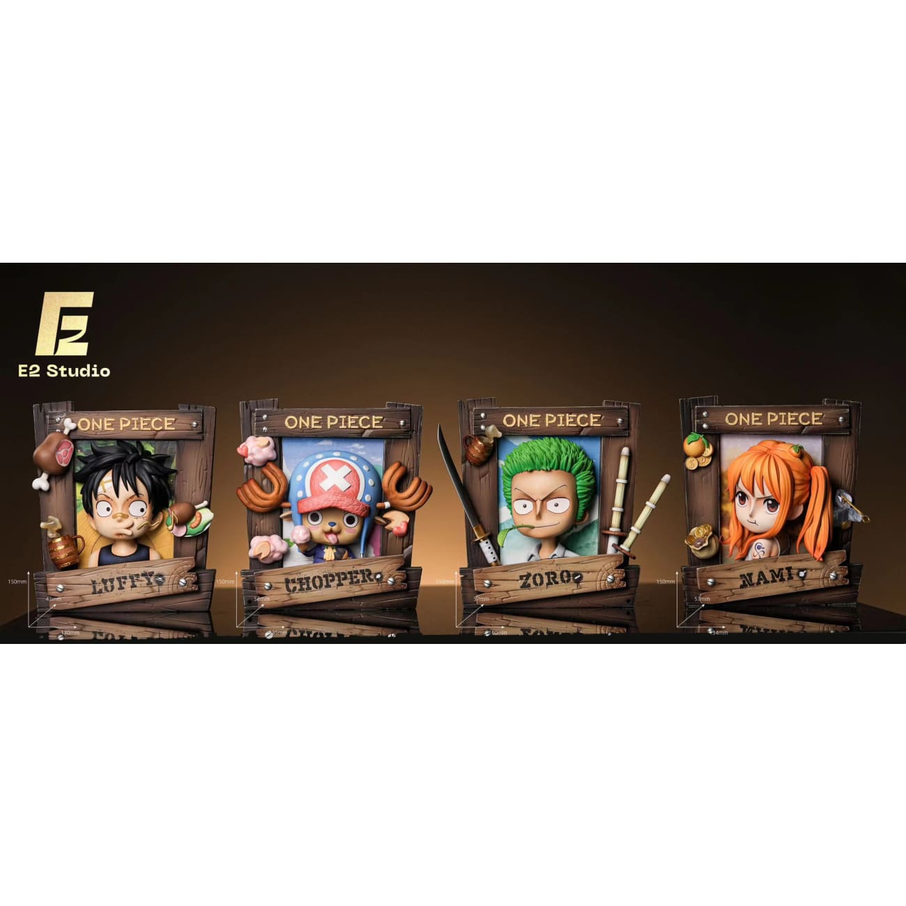 E2 Studio - Monkey D. Luffy / Tony Tony Chopper / Roronoa Zoro / Nami Chibi Frame Ver.