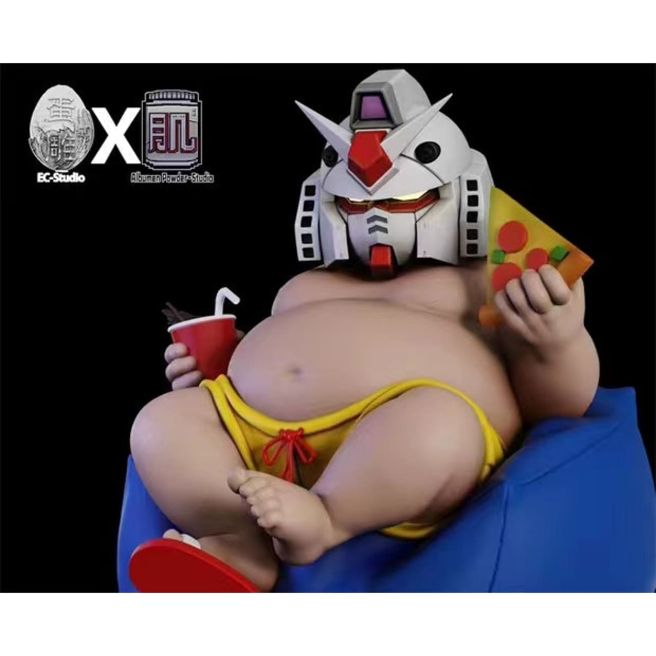 EC X Albumen Powder Studio - Couch potato with Gundam Helmut