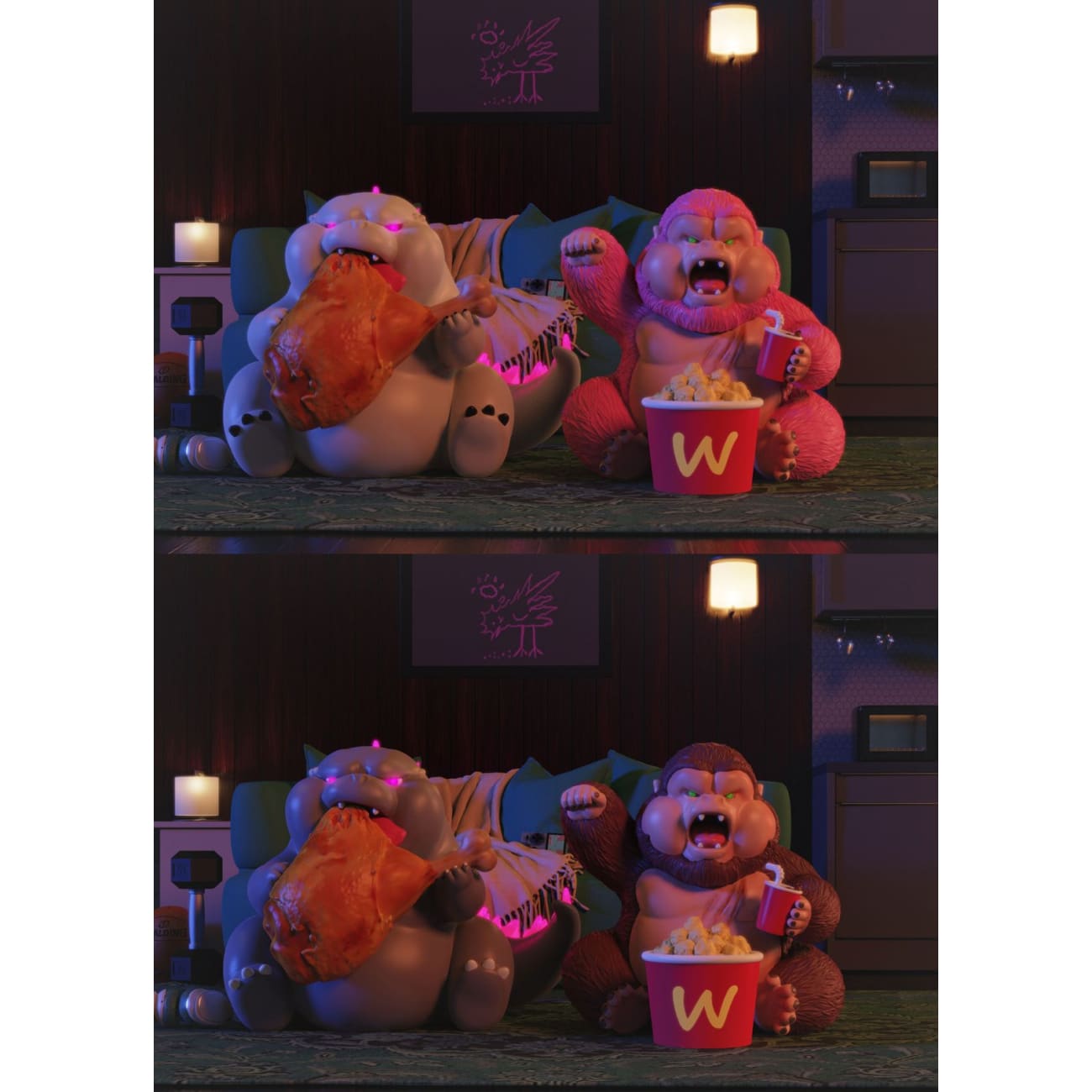 Fei Mao Ying Ri Studio - Fat Godzilla vs Handsome King Kong [2 Variants]