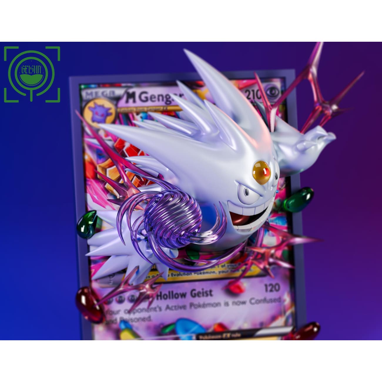 GEISHA Studio - White Mega Gengar Coming Out From Pokemon Card