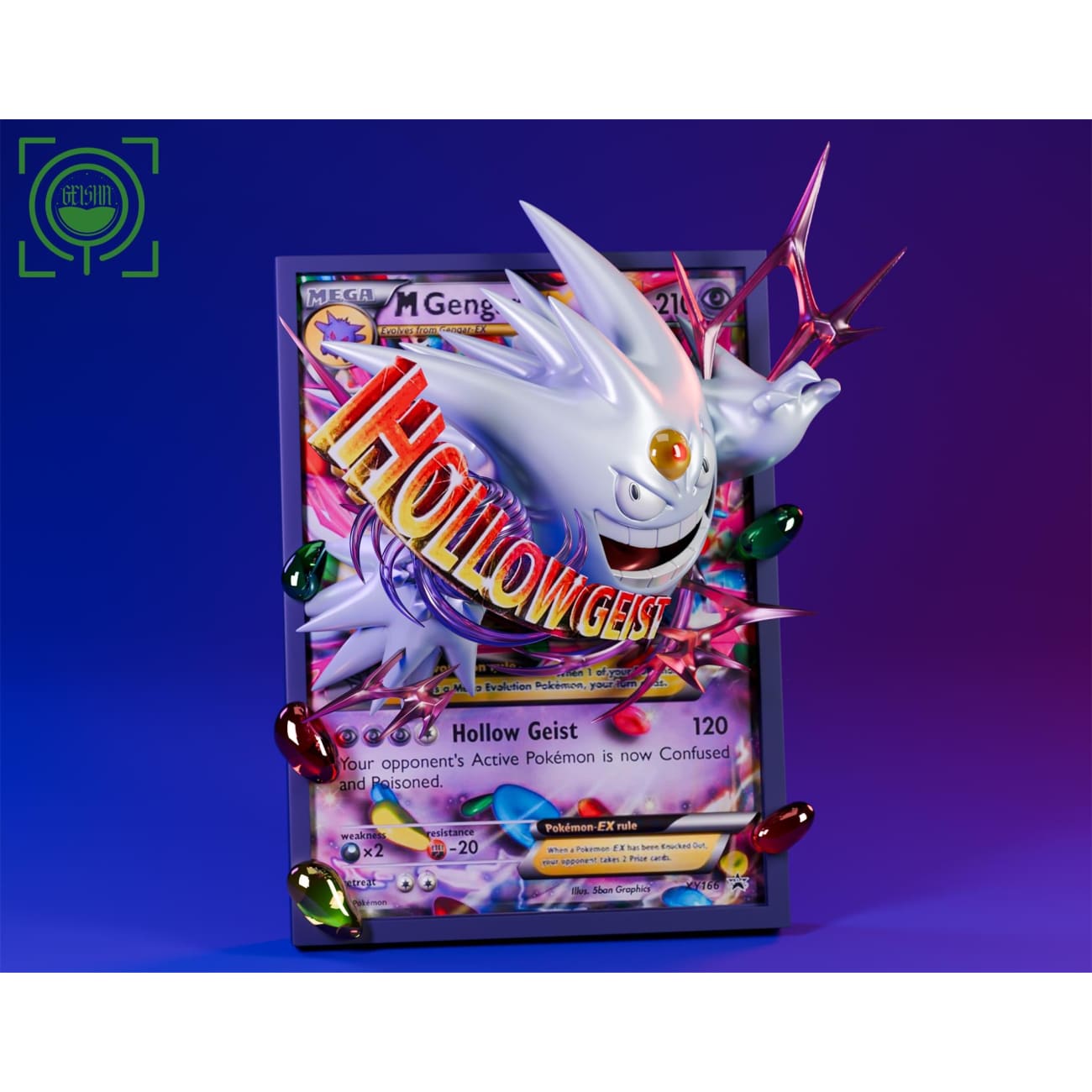 GEISHA Studio - White Mega Gengar Coming Out From Pokemon Card