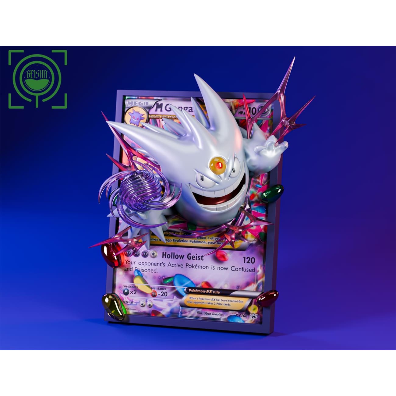 GEISHA Studio - White Mega Gengar Coming Out From Pokemon Card